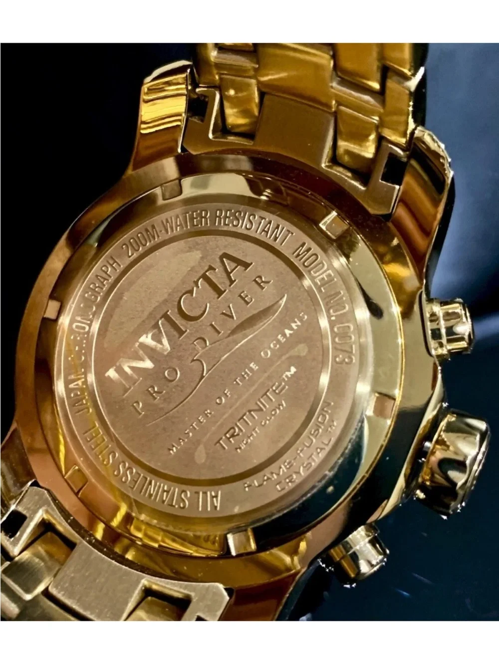 Invicta Men’s PRO DIVER SCUBA Chronograph Blue Dial 18kt Gold Plated Watch. 0073 - Picture 10 of 12
